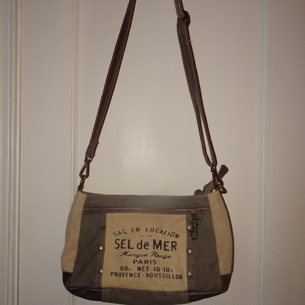 Myra Bag Cream and Brown Patterned Bag